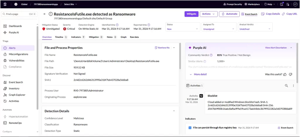 SentinelOne Detection — Detección y respuesta a amenazas en tiempo real