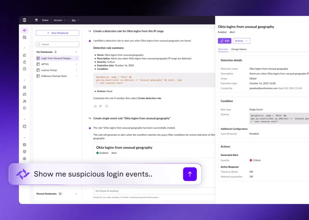 SentinelOne Purple AI — Inteligencia artificial generativa para ciberseguridad en Chile